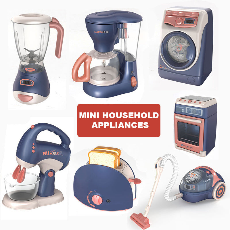 Kids Boys Girls Pretend Play Mini Household Appliances - Bread Machine Oven Coffee Machine Washing Machine Vacuum Cleaner Juicer Mixer - quixoticmuses