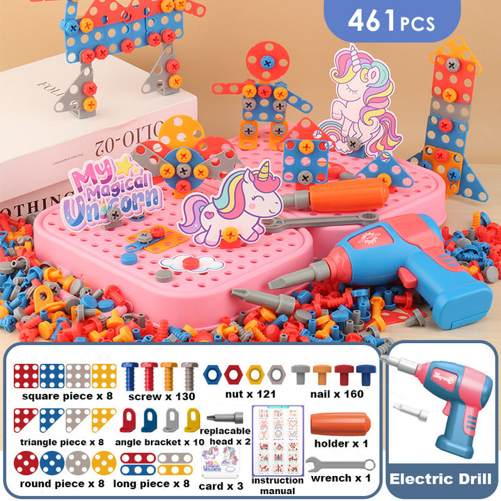 Kids 461 Piece Set with Electric Drill Toy Kids Drill Sets Preschool & Toddler STEM Toy - quixoticmuses