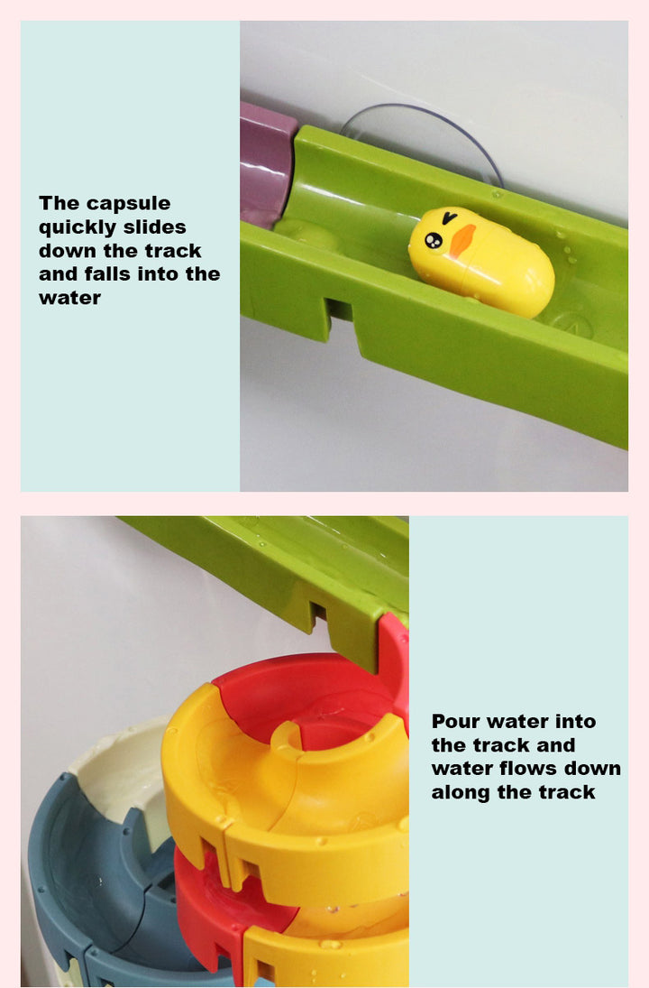 Baby Toddler Kids Wall Bathtub Mounted Water Play Track Toy Set w Suction Cups - quixoticmuses