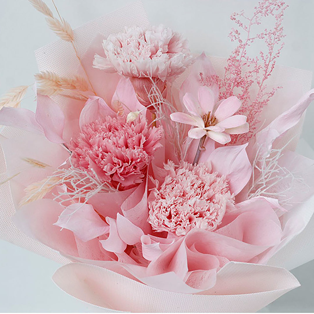 Roses Carnation Dried Flower Hand Bouquet For Mum Baby Shower Gift - quixoticmuses