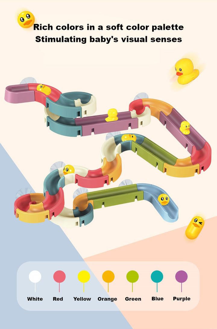 Baby Toddler Kids Wall Bathtub Mounted Water Play Track Toy Set w Suction Cups - quixoticmuses