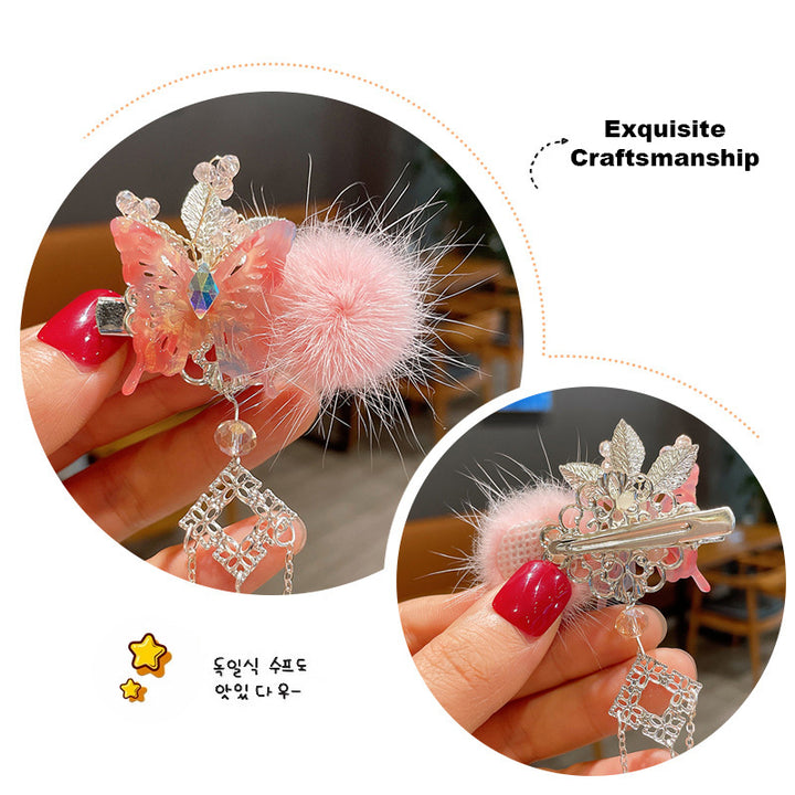 Chinese New Year CNY Baby kids Girl's Crystal Beads Head Clips Hair Accessories - quixoticmuses