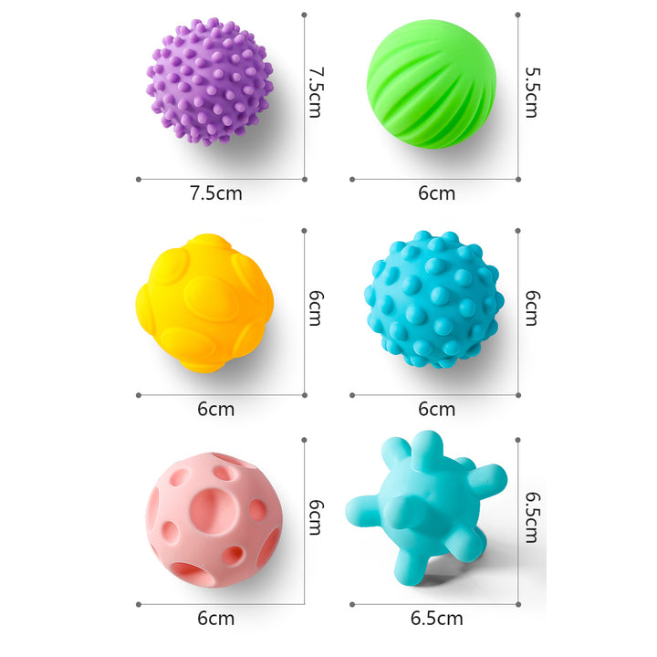 Huang Er Soft Tactile Perception Training  Ball 6pcs Baby Hand Ball Baby Grasp Ball Toys - quixoticmuses