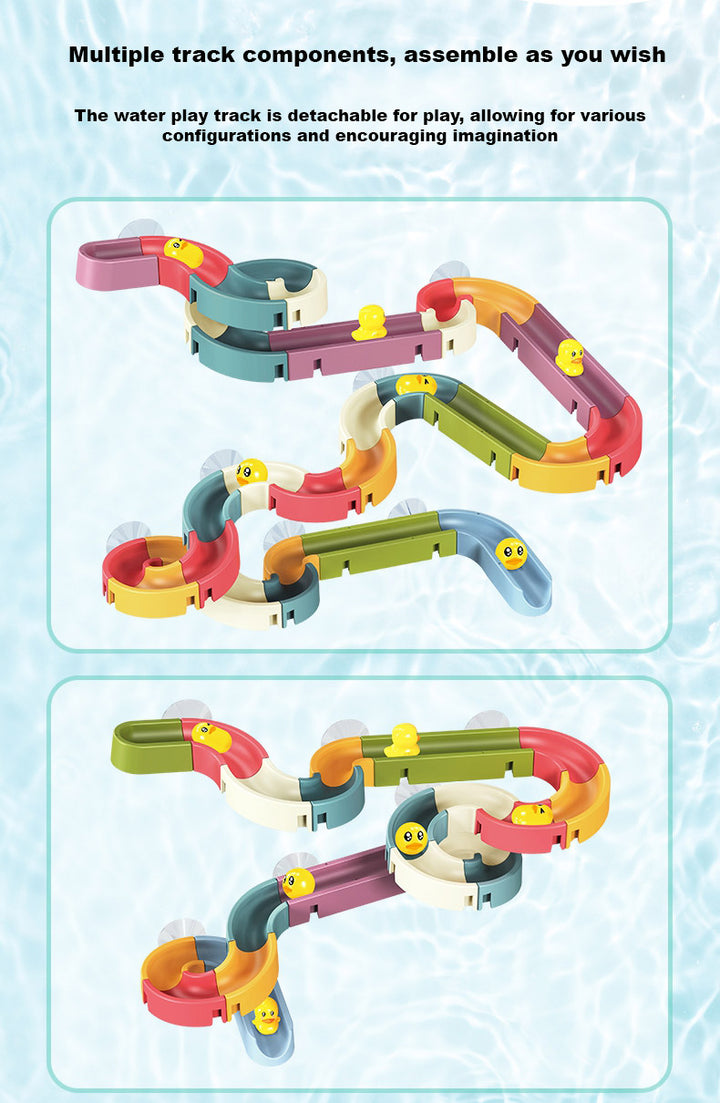 Baby Toddler Kids Wall Bathtub Mounted Water Play Track Toy Set w Suction Cups - quixoticmuses