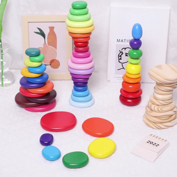 Wooden Stacking Pebble Stones Clearance Sale 2 Years +