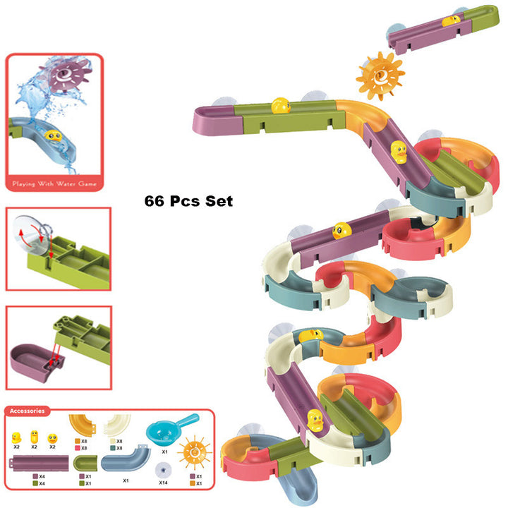 Baby Toddler Kids Wall Bathtub Mounted Water Play Track Toy Set w Suction Cups - quixoticmuses