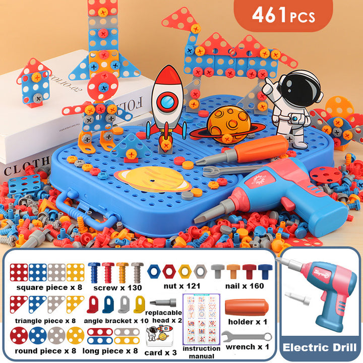 Kids 461 Piece Set with Electric Drill Toy Kids Drill Sets Preschool & Toddler STEM Toy - quixoticmuses