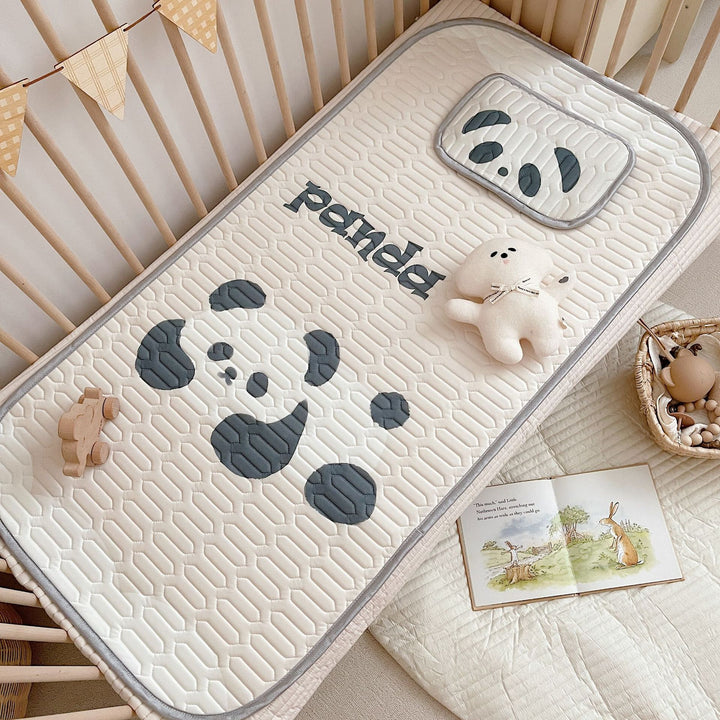 Latex Ice Silk Baby Crib Mat and Toddler Bed Mattress Topper Pad 60 x 120cm Buckwheat Hulls Pillow