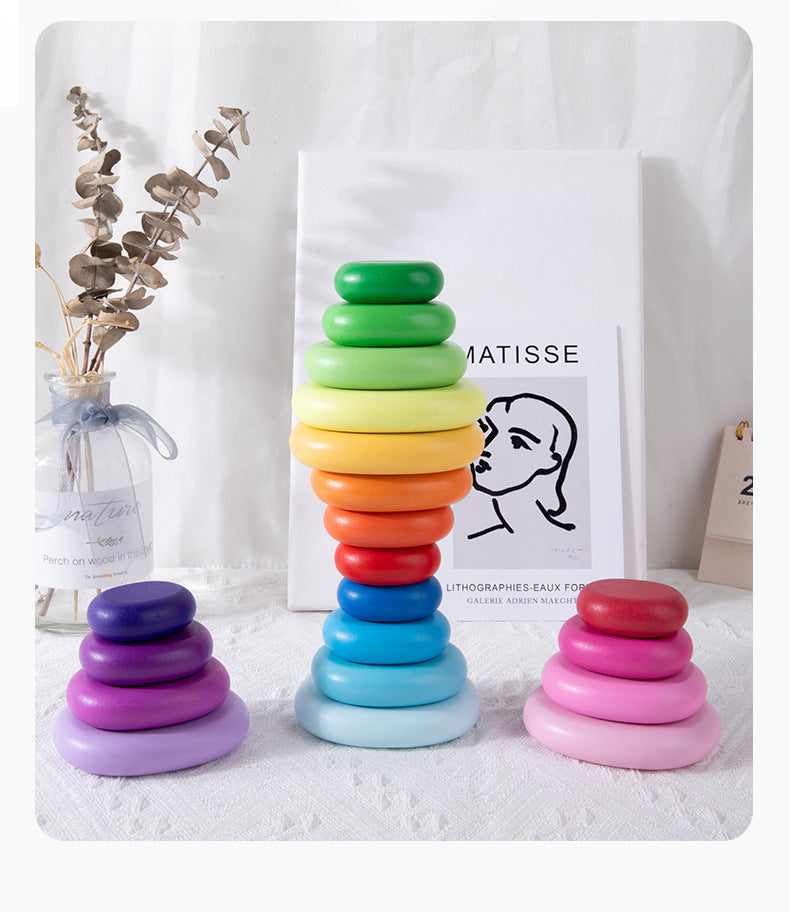 Wooden Stacking Pebble Stones Clearance Sale 2 Years +