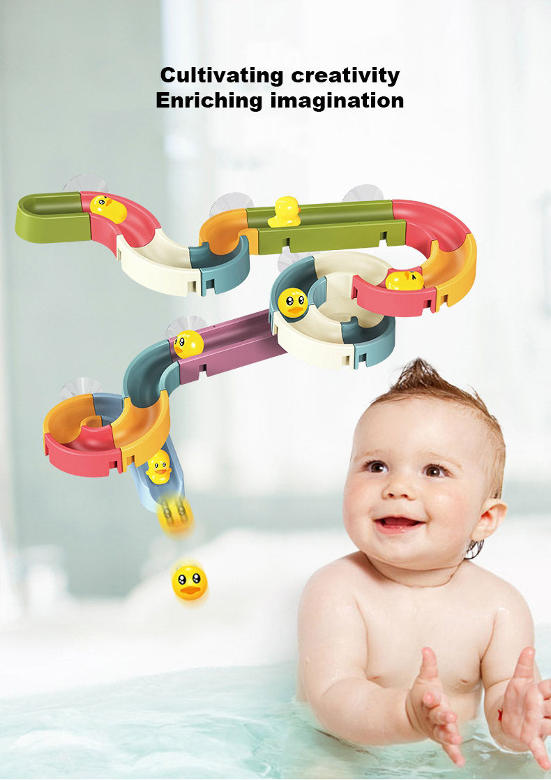 Baby Toddler Kids Wall Bathtub Mounted Water Play Track Toy Set w Suction Cups - quixoticmuses