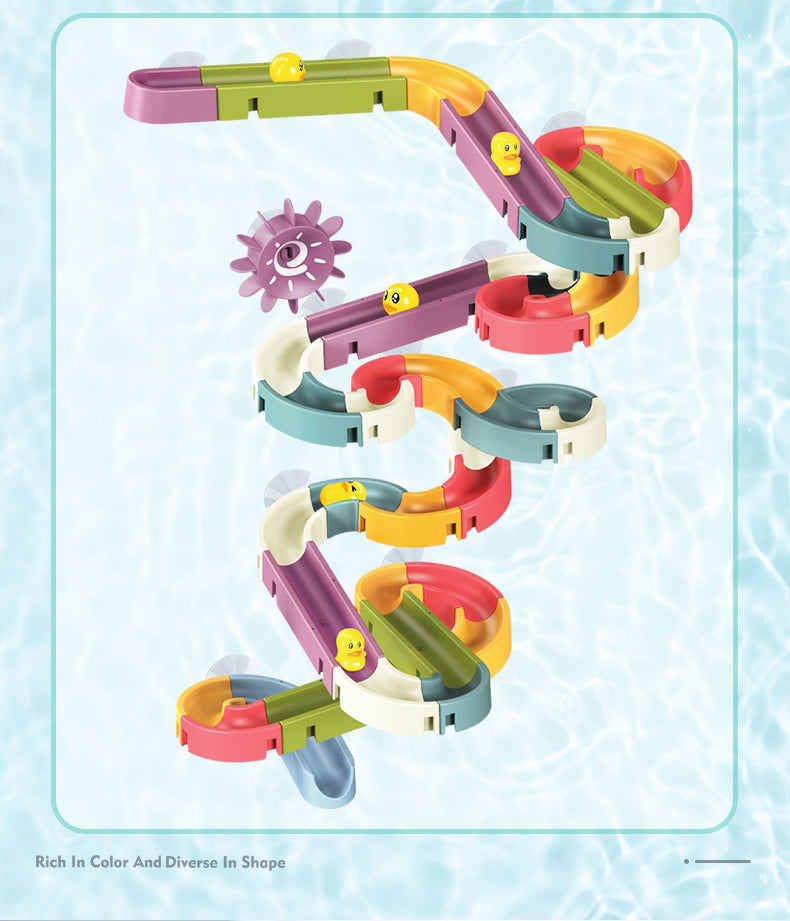 Baby Toddler Kids Wall Bathtub Mounted Water Play Track Toy Set w Suction Cups - quixoticmuses