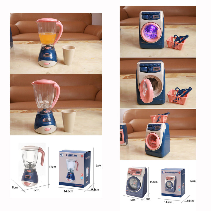 Kids Boys Girls Pretend Play Mini Household Appliances - Bread Machine Oven Coffee Machine Washing Machine Vacuum Cleaner Juicer Mixer - quixoticmuses