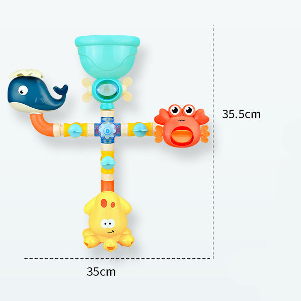 Baby Toddler Kids Wall Bathtub Mounted Whale Crab Giraffe Bath Toy Set w Suction Cups 3 Years + - quixoticmuses