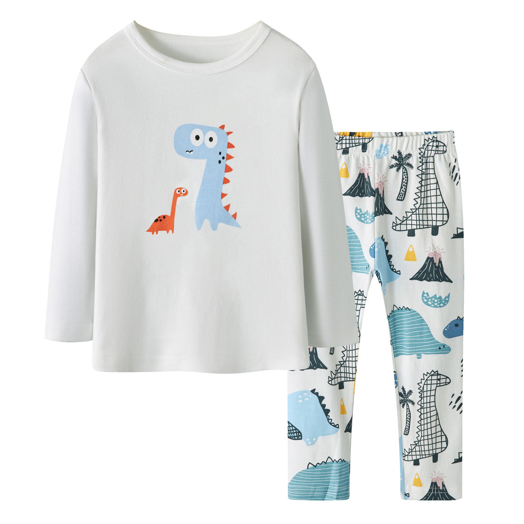 Baby Kids Pajamas Dinosaur Top n Stripe Pants Set - quixoticmuses