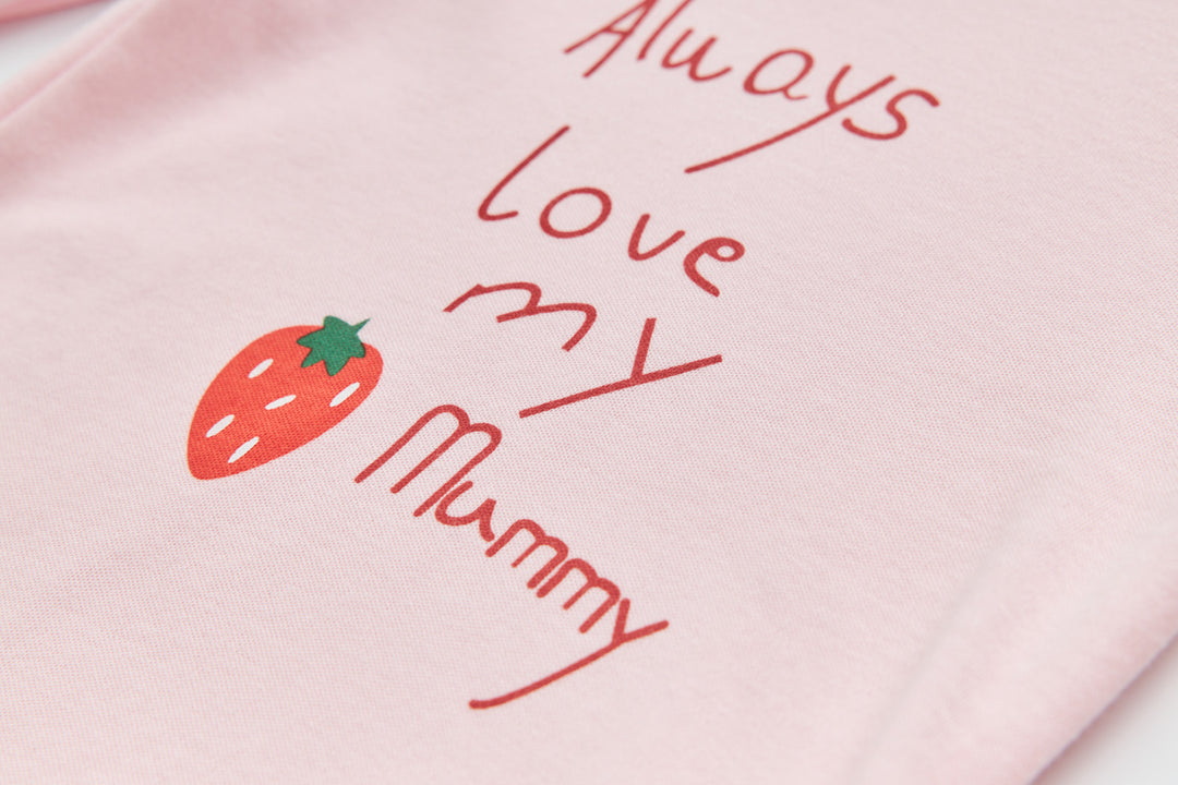 Baby Kids Pajamas Strawberry Top n Pants Set Always Love My Mummy - quixoticmuses