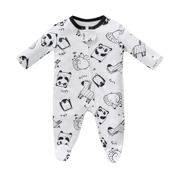 Baby Boy Cotton Sleepsuit Elephant Panda Giraffe Two Way Zipper All In One Jumpsuit