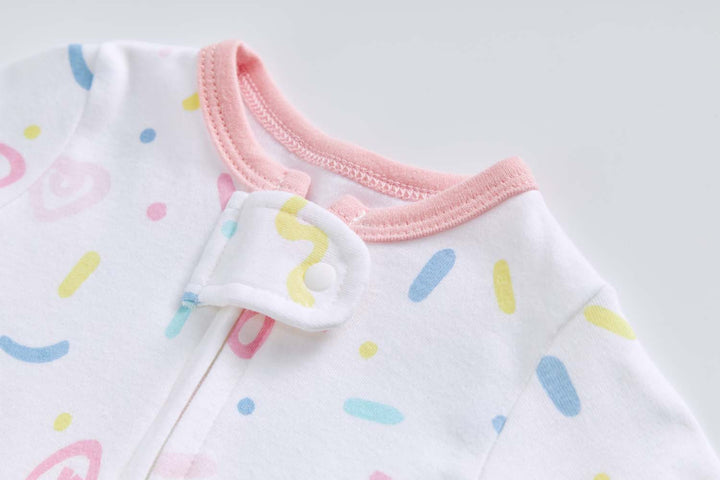 Baby Cotton Sleepsuit Colorful Sprinkles Two Way Zipper All In One Jumpsuit Feet Cover