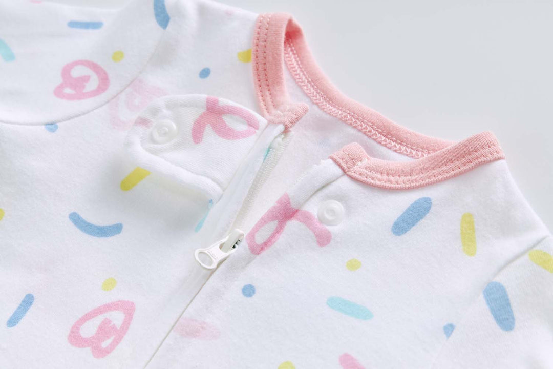 Baby Cotton Sleepsuit Colorful Sprinkles Two Way Zipper All In One Jumpsuit Feet Cover