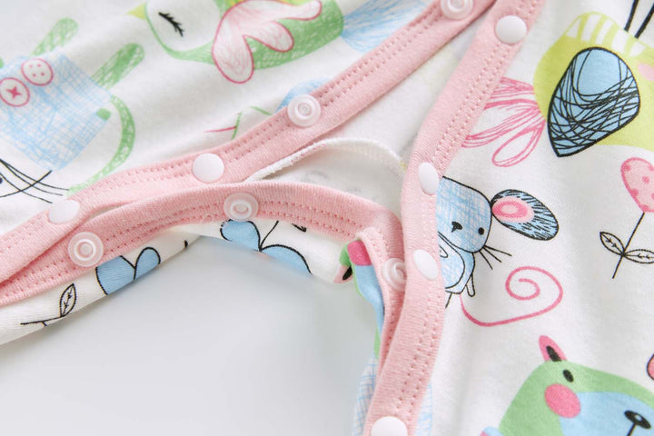 Baby Cotton Sleepsuit Mouse Cat Bunny Bird All In One Jumpsuit Feet Cover