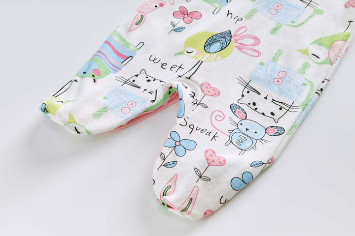 Baby Cotton Sleepsuit Mouse Cat Bunny Bird All In One Jumpsuit Feet Cover