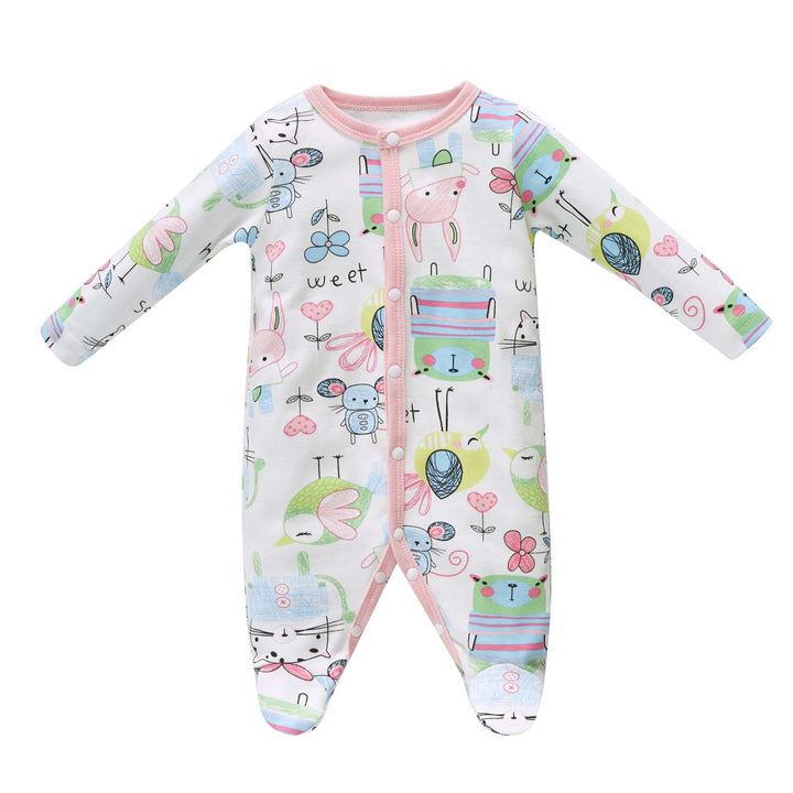 Baby Cotton Sleepsuit Mouse Cat Bunny Bird All In One Jumpsuit Feet Cover