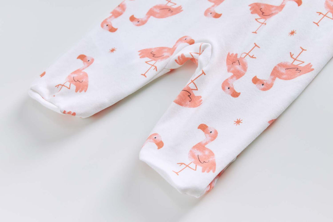 Baby Cotton Sleepsuit Flamingo Two Way Zip All In One Jumpsuit Feet Cover