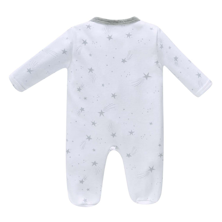 Baby Boy Cotton Sleepsuit White Star Excavator Two Way Zipper All In One Jumpsuit