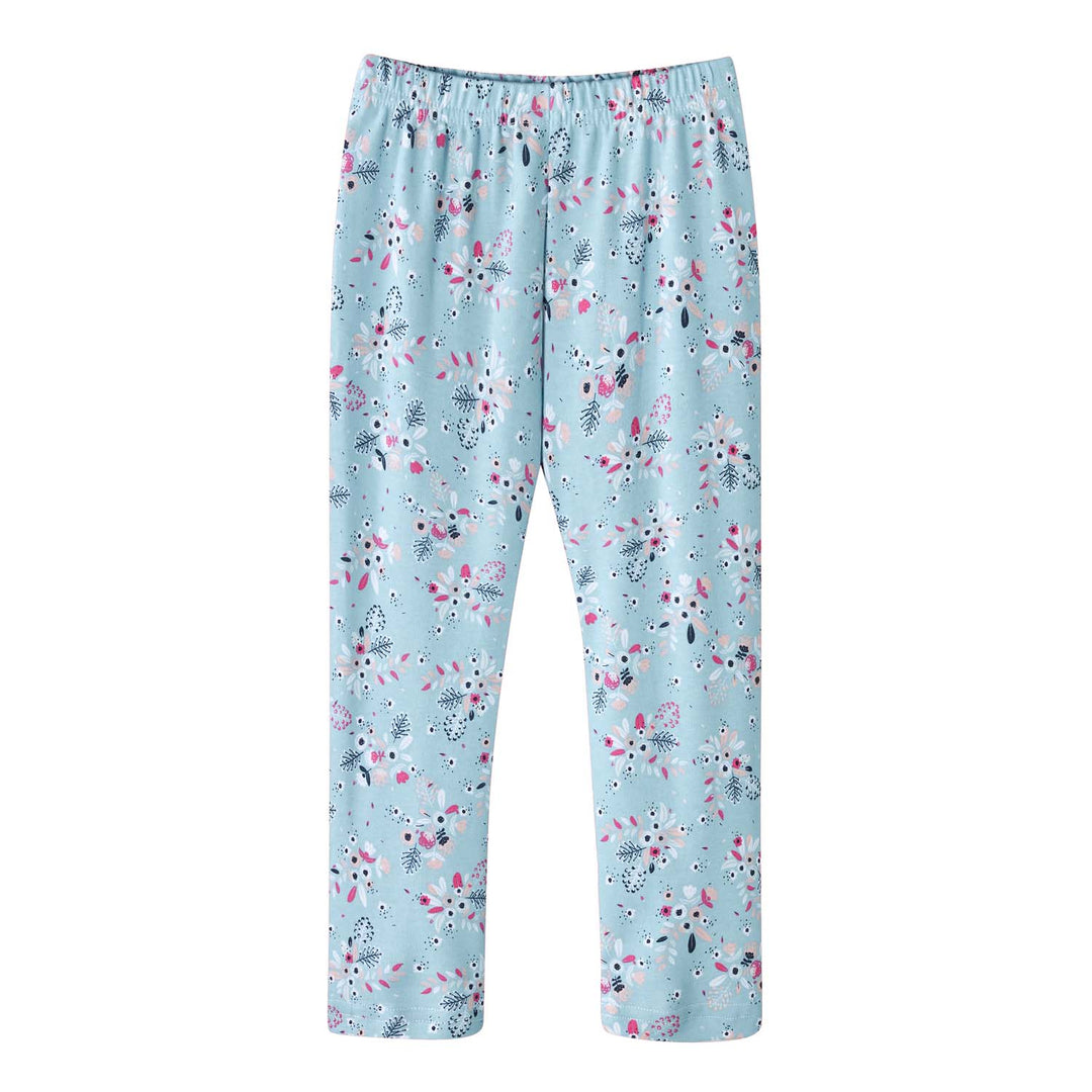 Baby Kids Pajamas Blue w Flowers Bouquet Top n Pants Set