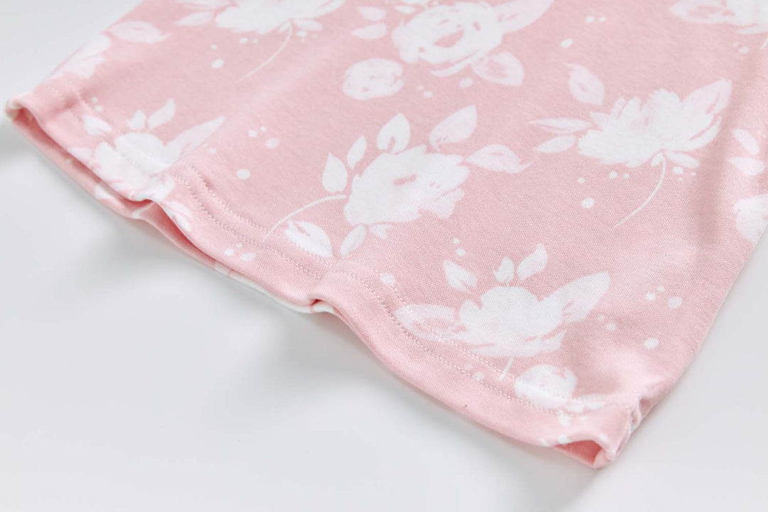 Baby Kids Pajamas Pink w White Flowers Top n Pants Set