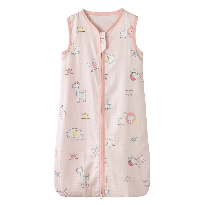 Baby Wearable Muslin Blanket Sleeveless Sleeping Bag 3-Way Zipper Pink Elephant Giraffe 0.2 TOG