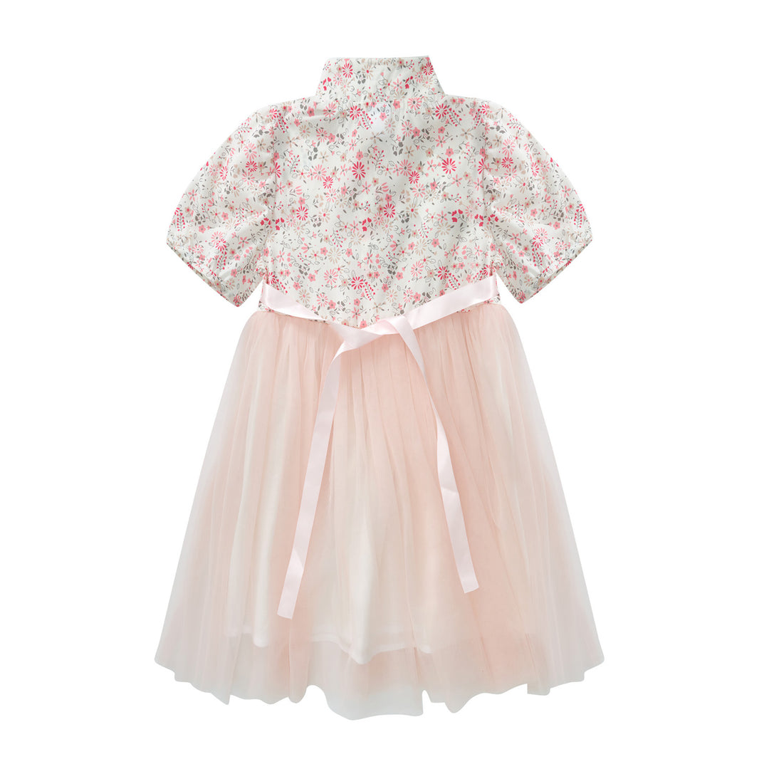 Blossom Harmony Collection Baby Kids Girl Pink Floral Cheongsam Voile Dress Family Wear 0823 - quixoticmuses