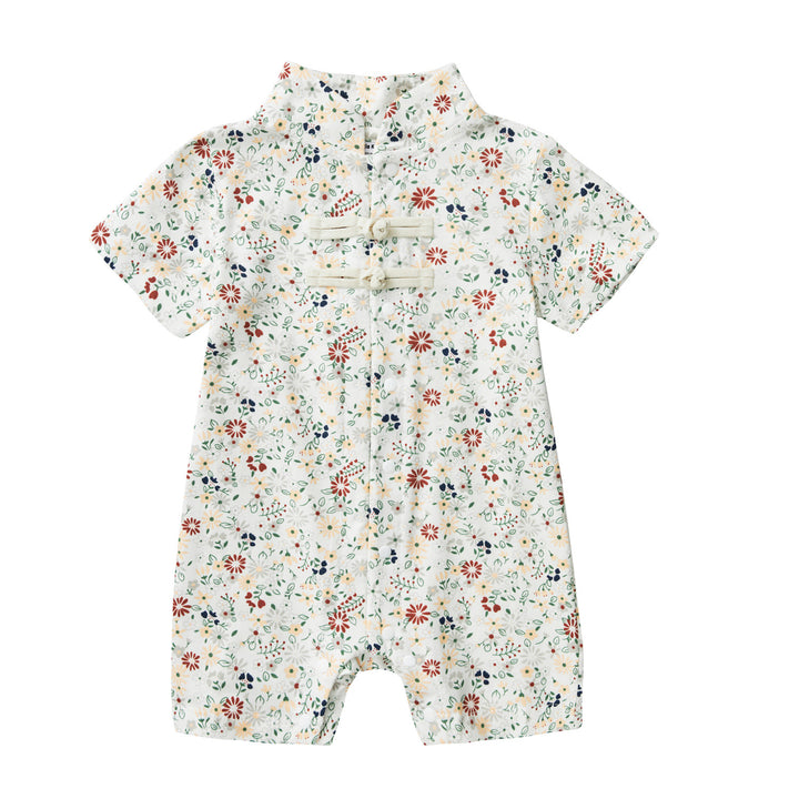 Blossom Harmony Collection Baby Boy Beige Little Flower Cheongsam Romper Family Wear 0801 - quixoticmuses