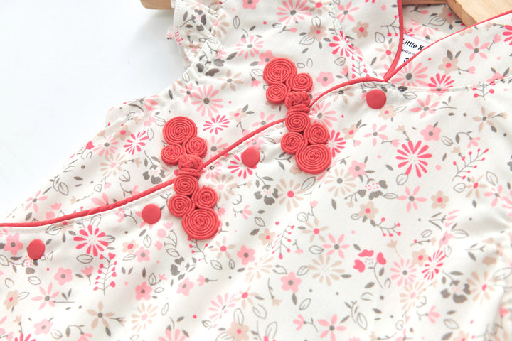 Blossom Harmony Collection Baby Girl Pink Little Flowers Cheongsam Romper Family Wear 0825 - quixoticmuses