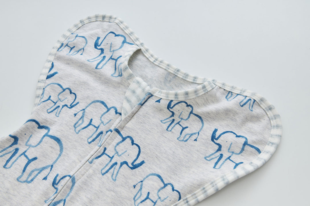 Infant Transition Swaddle w Arm Freedom 2-Way Zipper Elephant - quixoticmuses