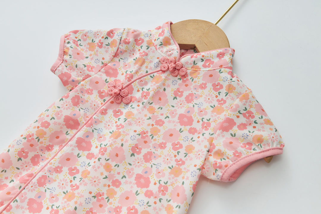 Baby Girl Pink Floral Cheongsam Dress 0820X - quixoticmuses