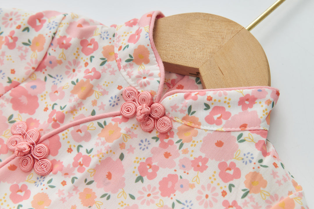 Baby Girl Pink Floral Cheongsam Dress 0820X - quixoticmuses