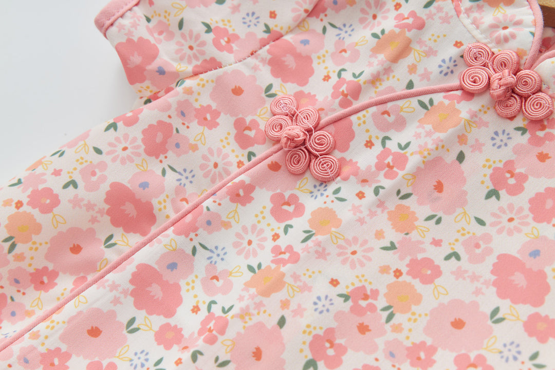 Baby Girl Pink Floral Cheongsam Dress 0820X - quixoticmuses