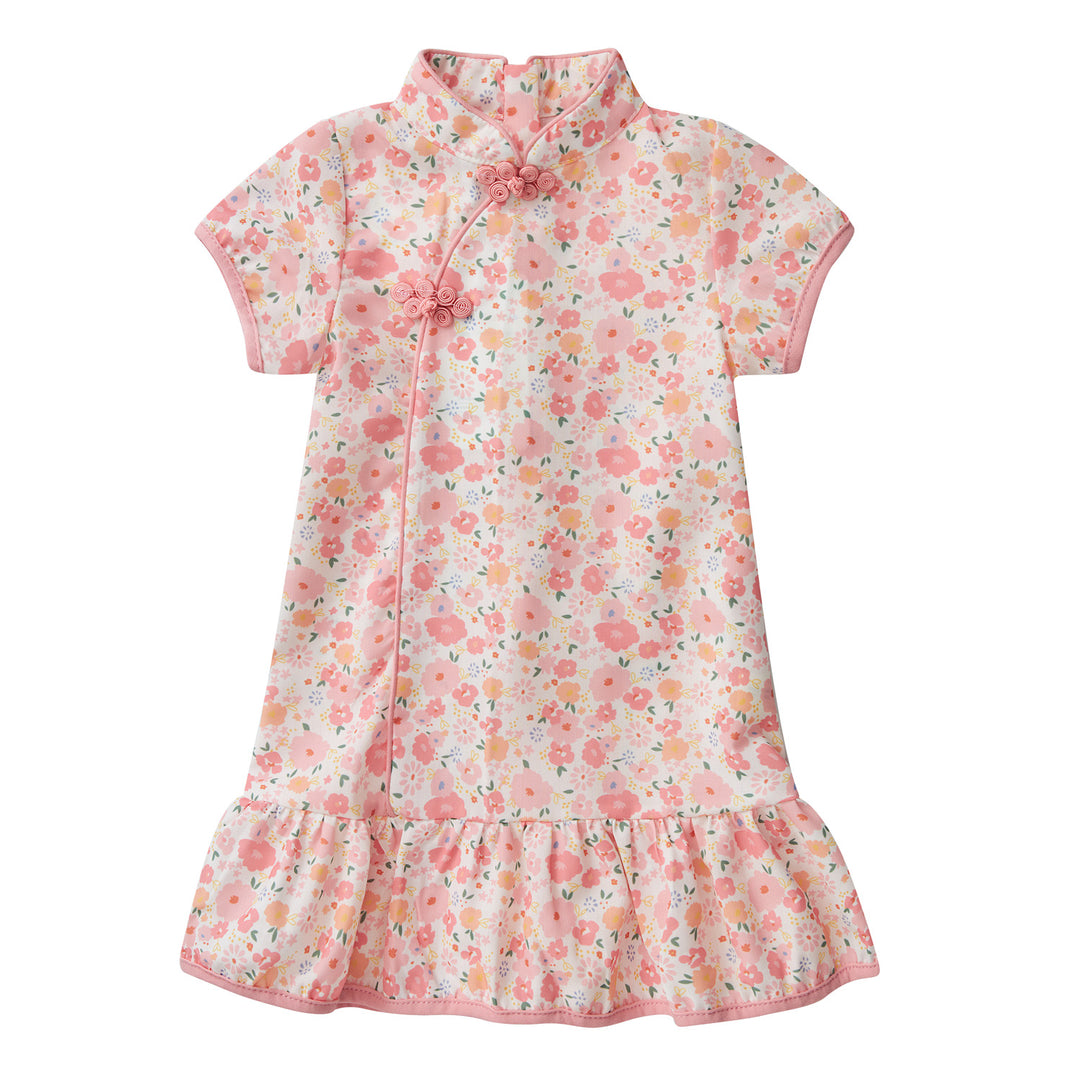 Baby Girl Pink Floral Cheongsam Dress 0820X - quixoticmuses