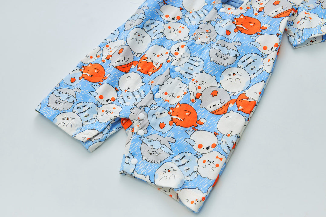 Purrfect Family Paws Baby Boy Blue Little Cats Cheongsam Romper Family Wear 0801 - quixoticmuses