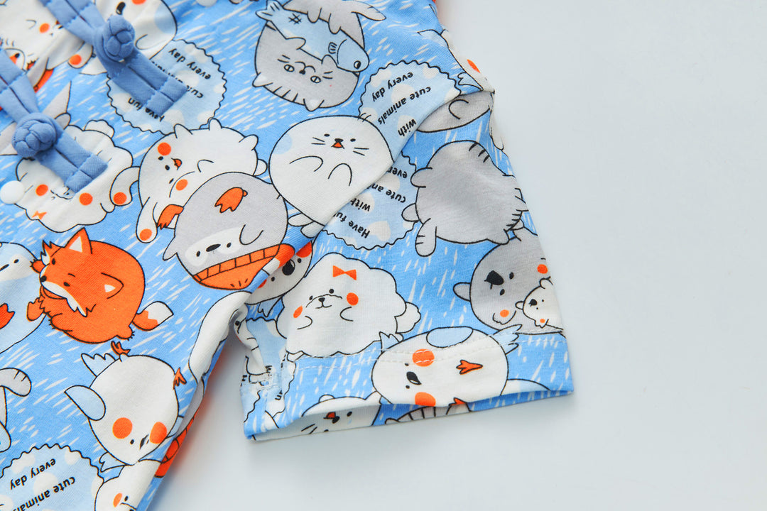 Purrfect Family Paws Baby Boy Blue Little Cats Cheongsam Romper Family Wear 0801 - quixoticmuses