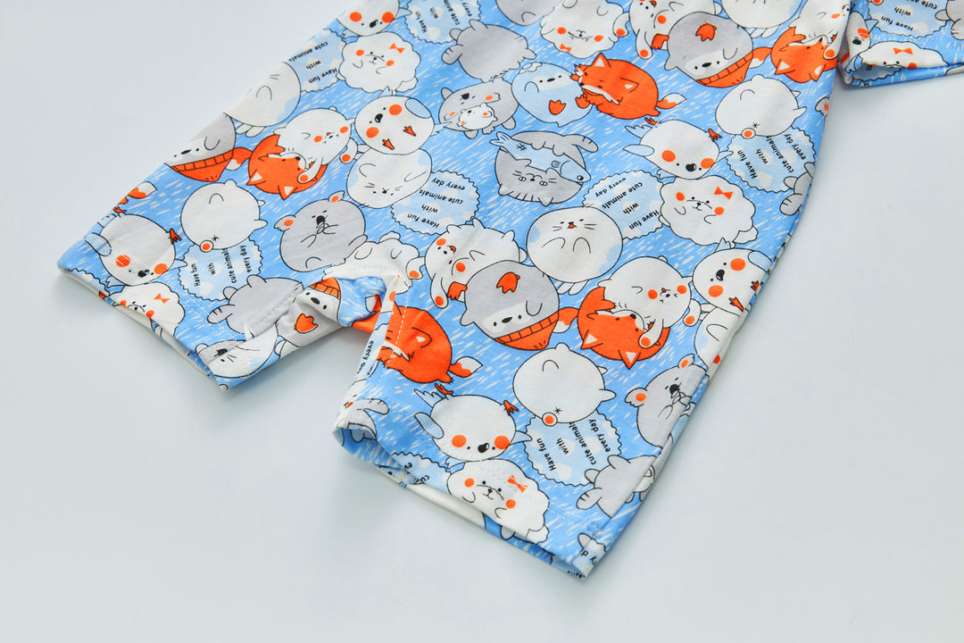 Purrfect Family Paws Baby Boy Blue Little Cats Cheongsam Romper Family Wear 0801 - quixoticmuses