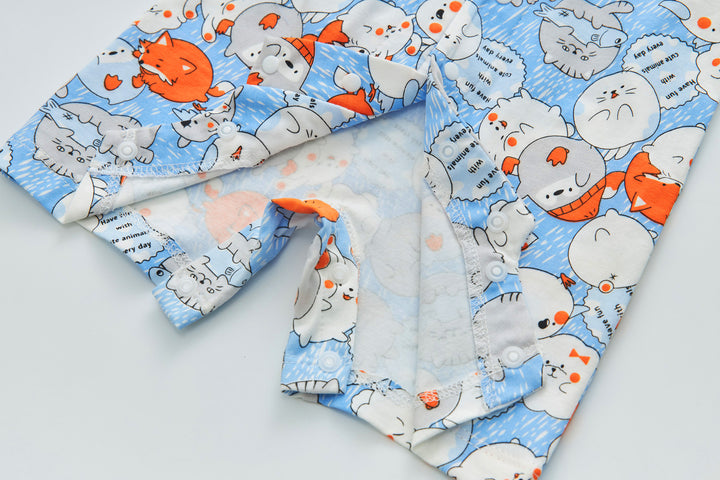 Purrfect Family Paws Baby Boy Blue Little Cats Cheongsam Romper Family Wear 0801 - quixoticmuses