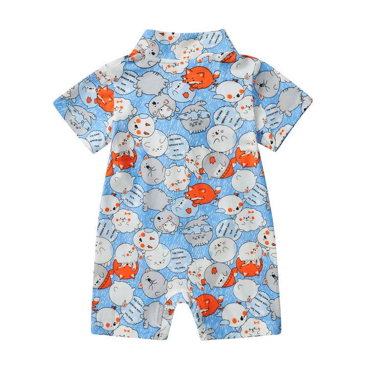 Purrfect Family Paws Baby Boy Blue Little Cats Cheongsam Romper Family Wear 0801 - quixoticmuses