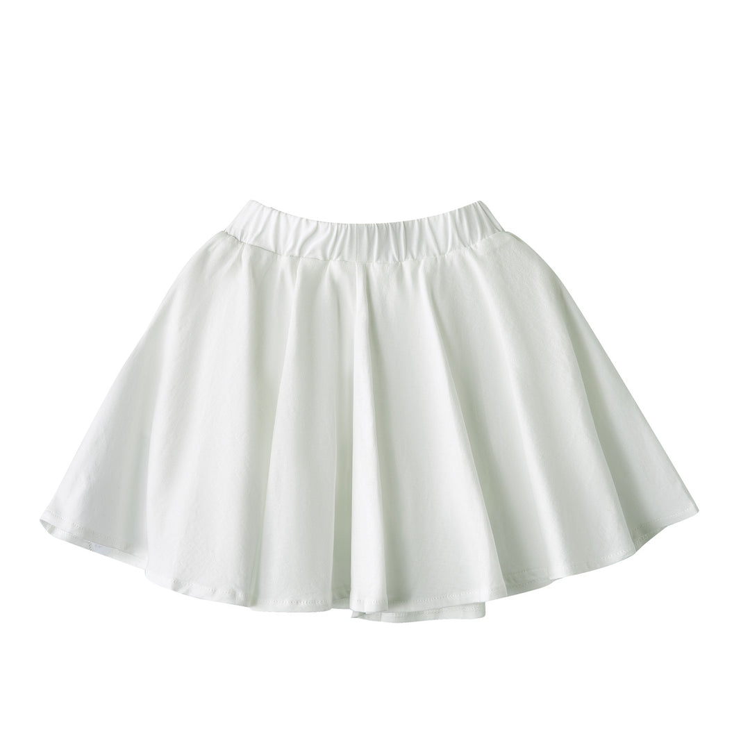 Baby Kids Plain White Pleated Detail Skort Culottes Shorts Skirt 100% Cotton Bottom National Day Outfit - quixoticmuses