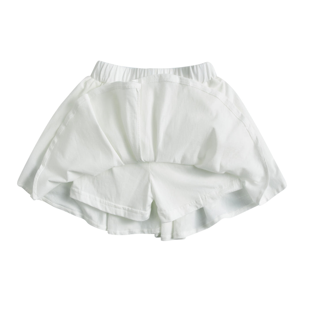 Baby Kids Plain White Pleated Detail Skort Culottes Shorts Skirt 100% Cotton Bottom National Day Outfit - quixoticmuses