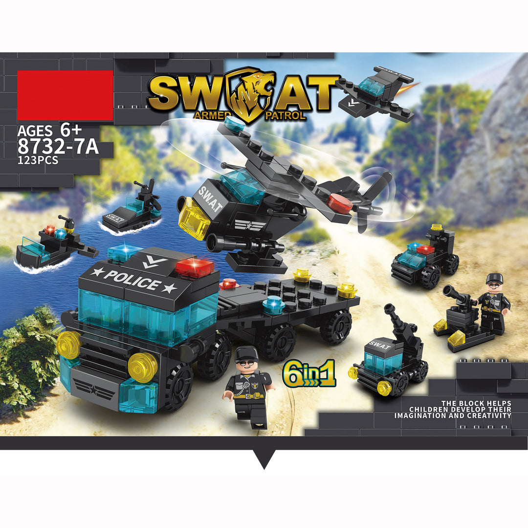 Kids Building Blocks 123pcs Mini SWAT tractor aircraft 6 in 1 block - quixoticmuses