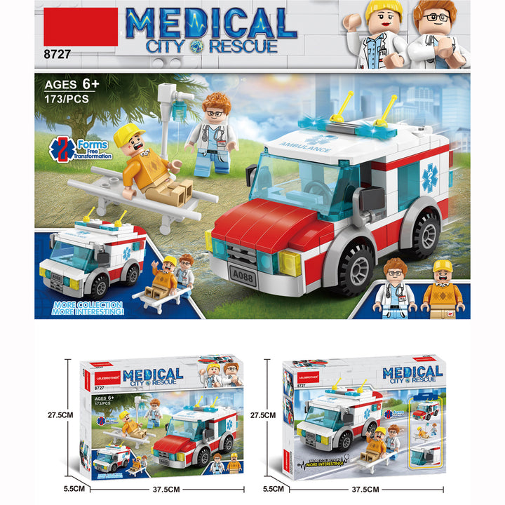 Kids 173 Pcs Building Blocks Ambulance Medical City Rescue - quixoticmuses