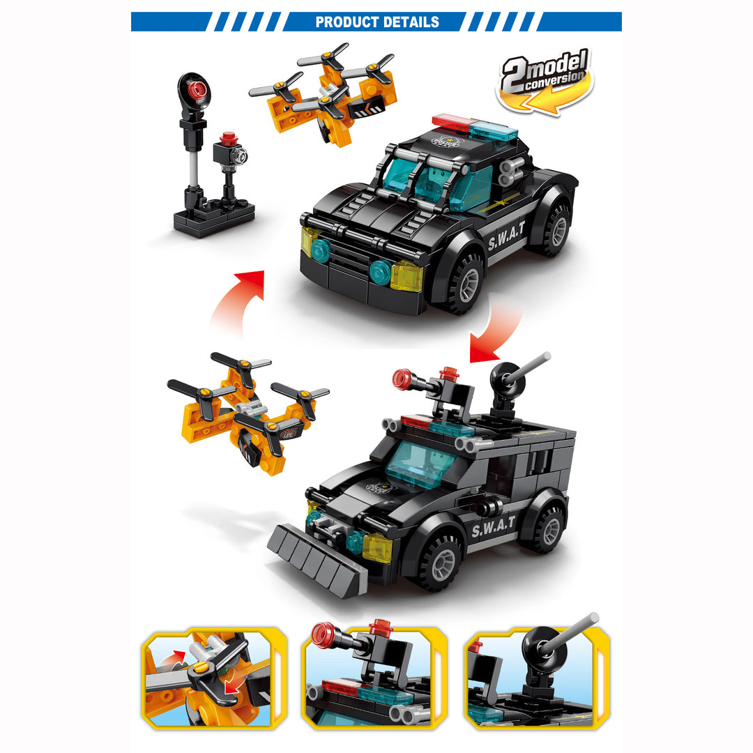 Kids Building Blocks 188 pcs Police Car Chasing Drone - quixoticmuses