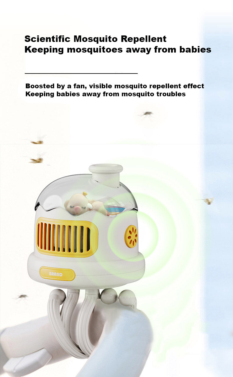 Baby Kids Leafless Mini Three-speed Airflow Night Light Mosquito Repellent Stroller Fan - quixoticmuses