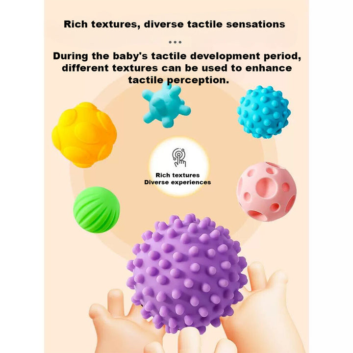 Huang Er Soft Tactile Perception Training  Ball 6pcs Baby Hand Ball Baby Grasp Ball Toys - quixoticmuses